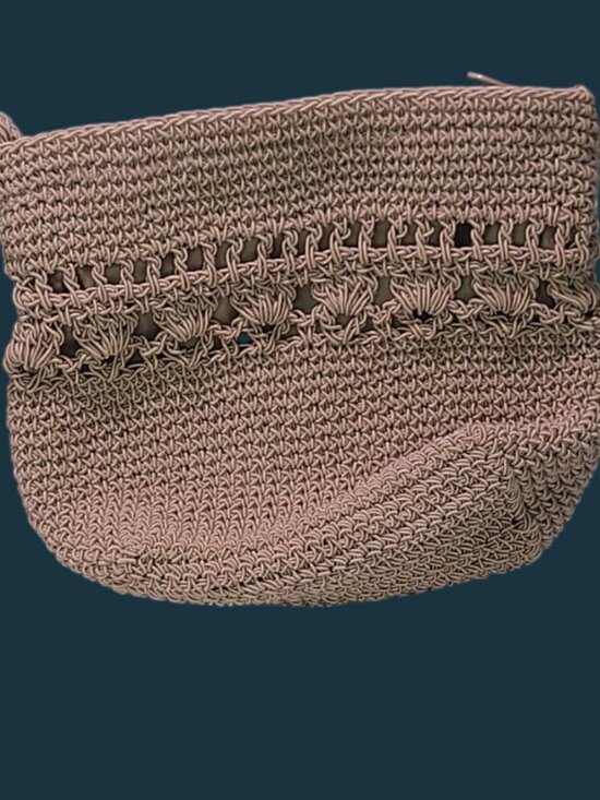 Kathie Lee Handbags - Kathie Lee Crochet Woven Clutch Purse w/Loop Handle Small Beige Handbag Vintage